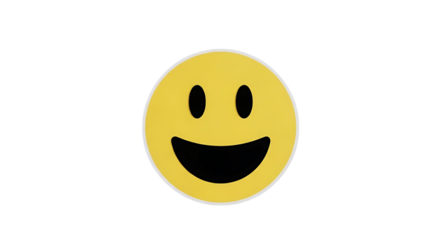 Yellow smiling face illustration on black background expressing joy and happiness - Powered by Adobe