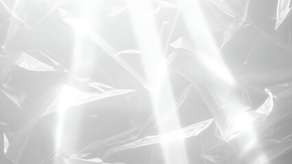 Crinkled translucent plastic with light rays abstract