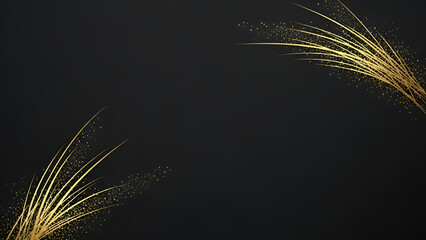 Dark background with golden abstract light streaks and sparkles
