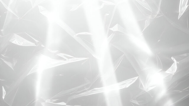 Crinkled translucent plastic with light rays abstract