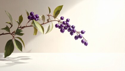 静かな背景に浮かぶ紫の実｜自然・ミニマル・癒し・背景に使える高解像度イメージ
