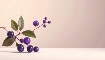 静かな背景に浮かぶ紫の実｜自然・ミニマル・癒し・背景に使える高解像度イメージ
