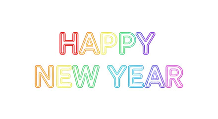Obraz premium Happy new year neon text isolated on transparent background
