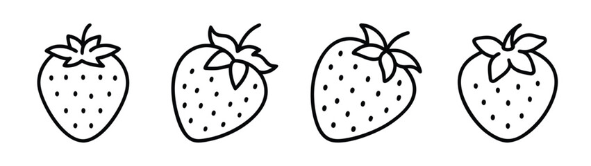 Black and white strawberry vector illustration, hand drawn strawberry clip art for design projects