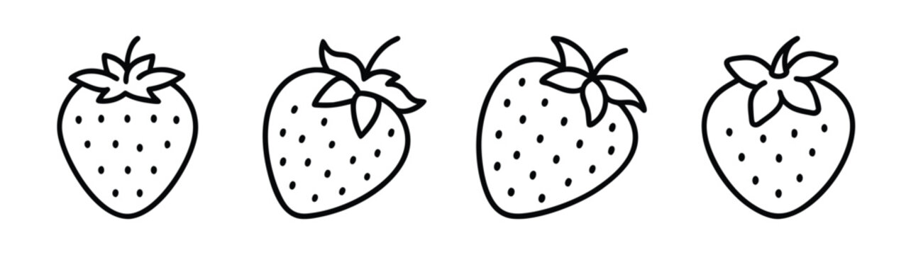 Black and white strawberry vector illustration, hand drawn strawberry clip art for design projects