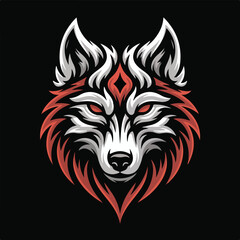 Tribal Wolf Head Vector Illustration