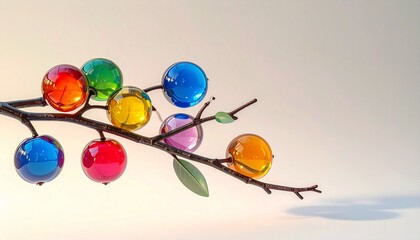 カラフルな果実のようなガラス球｜自然×ファンタジー・背景・教育・広告に使える高解像度イメージ
