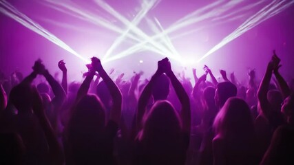 People dancing at energetic concert with laser lights. vibrant celebration and musical unity. - Powered by Adobe