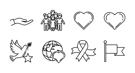 Obraz premium Minimalist icon set: community, peace, and awareness designs