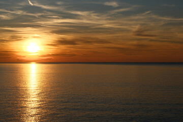 Dramatic Golden Sunset over the Black Sea. Beautiful sunset over the sea. 
