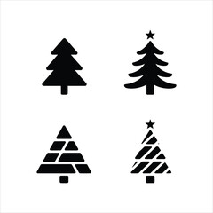 Obraz premium Several creative Christmas tree silhouettes stand isolated against a simple white background