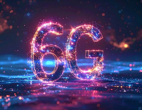 Futuristic 6G Technology Concept with Glowing Network Connections. - Powered by Adobe