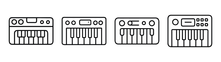 Synthesizer keyboard vector illustration for music production and electronic instrument design projects