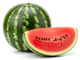 Fresh watermelon and juicy slice perfect for summer recipes and healthy eating campaigns