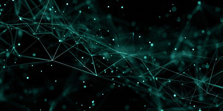 Abstract background of connected lines and dots. Tech banner. Futuristic communication background. Digital data visualization.