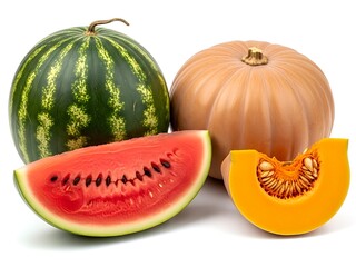 Fresh watermelon and pumpkin slices offer a healthy summer and fall treat for recipe inspiration