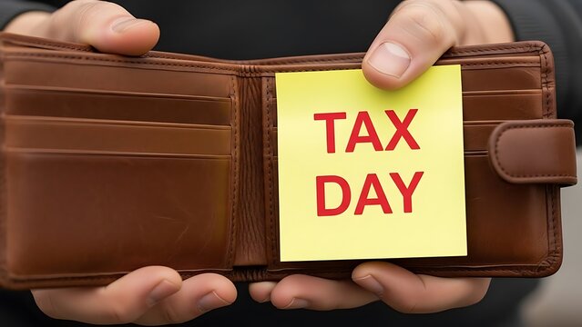 Reminder for Tax Day with Wallet and Sticky Note Financial Responsibilities Tax Season Preparation and Filing Income Taxes Payment Deadlines Personal Finance and Tax Planning - Powered by Adobe