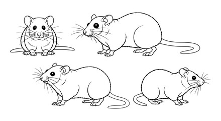 Outline drawings of mice in various poses for animal diagrams