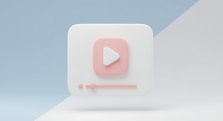 Digital media player interface with play button on a pastel background