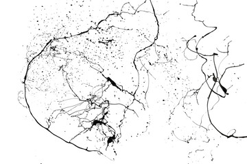 Black paint splash isolated on white background.