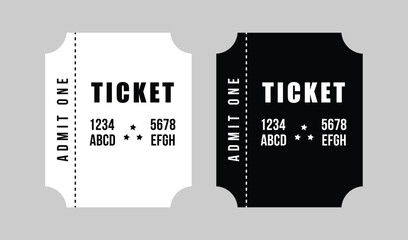 Two vintage style tickets one white and one black with admit one text