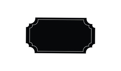 Ornate black label frame with white outline isolated on white background