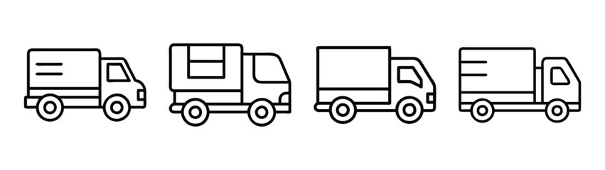 Delivery truck icons set vector illustration transportation logistics service vehicle freight cargo van shipping