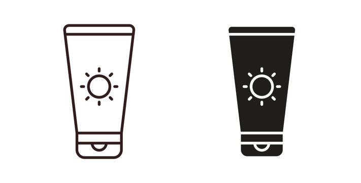 Sun cream icon concept. Glyph vector illustration isolated. Simple solid style.