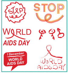 World AIDS Day Social Awareness Design Vector art Set