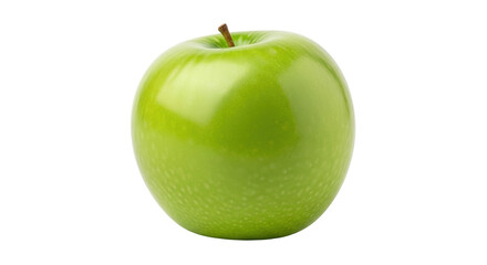 Fresh Granny Smith apple isolated PNG, vibrant green fruit with stem on transparent background, healthy eating and ingredient