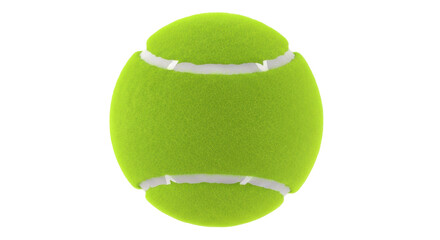 Bright green tennis ball PNG isolated on transparent background, sports equipment for recreation and competitive play