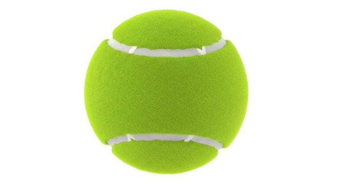 Bright green tennis ball PNG isolated on transparent background, sports equipment for recreation and competitive play - Powered by Adobe
