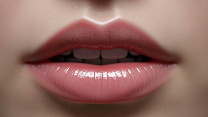 Obraz premium Luscious Lips A Close-Up View of Beauty and Detail