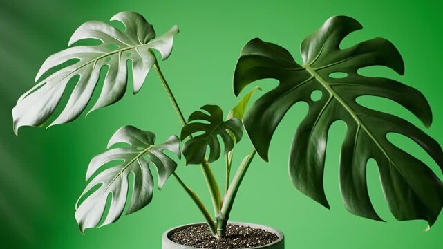 Monstera Plant Close-Up - Captivating Greenery and Leaf Details.