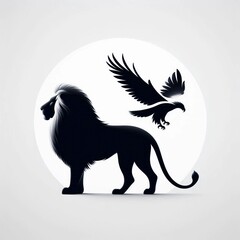 Fototapeta premium image of a lion and eagle