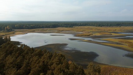 Dry lake bed in natural landscape from above