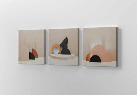 Three Square Canvas Mockup
