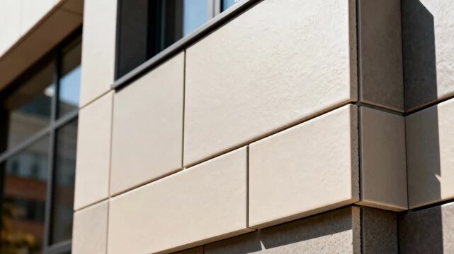 Medium shot of ceramic fireresistant cladding panels installed on a modern building facade showcasing durable and heatresistant protective surfaces.