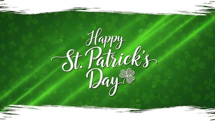 St Patricks Day celebration backdrop with sparkling clover leaves and green gradient background creating a festive atmosphere for luck and good fortune representing Irish