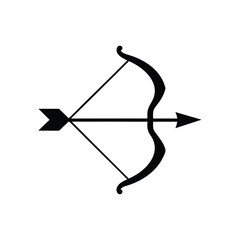 Minimal bow and arrow symbol hunting archery vector art illustration