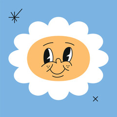 Daisy flower face. Flower motivation smiley for kids