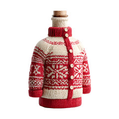 Christmas sweater bottle cozy with traditional nordic pattern