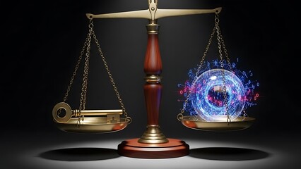Balance scale showing the value of knowledge and artificial intelligence