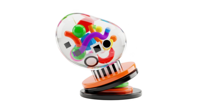 Whimsical abstract sculpture with colorful organic shapes