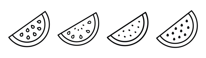 Watermelon slices outline drawing vector illustration summer fruit food healthy diet fresh simple art