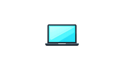 Fototapeta premium Modern Open Laptop Computer Device with Bright Blue Screen Display on White Background