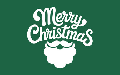 Merry christmas text with santa beard on green background in white festive holiday season design