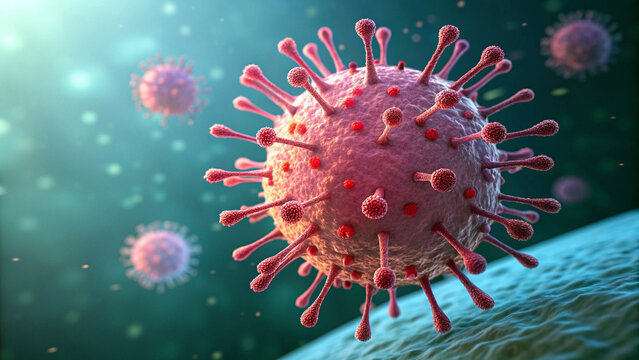 Coronavirus virion covid-19 structure of virus on light background