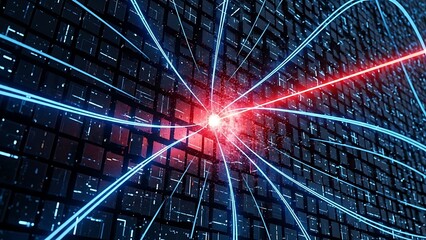 Data transmission through fiber optic cable with glowing light