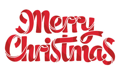 Merry christmas text in red ribbon style isolated on white background festive holiday season design